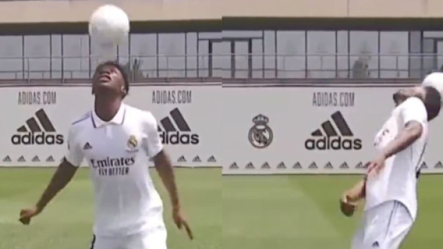 Aur&eacute;lien Tchouameni sous ses nouvelle couleurs du Real Madrid. (cr&eacute;dit Twitter)