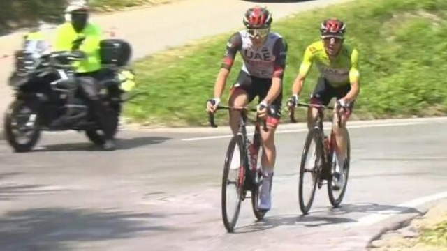 Tadej Pogačar e Rafał Majka al Giro di Slovenia.