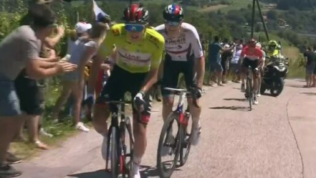 Tadej Pogacar all'attacco nell'ultima tappa del Giro di Slovenia