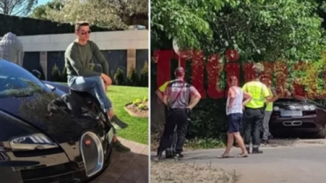 La Bugatti de Cristiano Ronaldo se crashe dans une maison (captures YouTube)