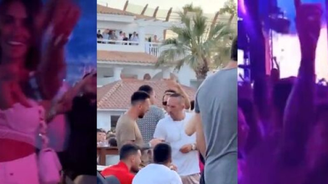 Leo Messi bien entour&eacute; lors de ses vacances &agrave; Ibiza. (cr&eacute;dit Twitter)