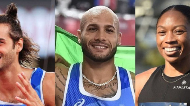 Gianmarco Tamberi, Marcell Jacobs e Allyson Felix.