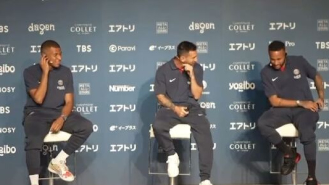Les stars du PSG dans une conf&eacute;rence de presse insolite au Japon. (cr&eacute;dit)