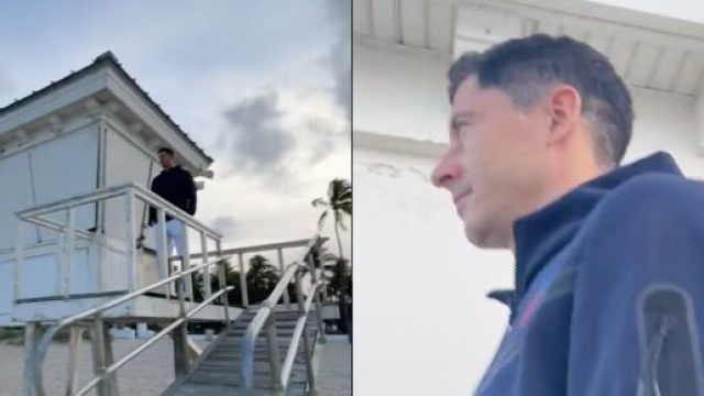 Lewandowski nouveau joueur du Bar&ccedil;a, pr&eacute;sent&eacute; &agrave; Miami. (cr&eacute;dit Twitter FC Barcelone)