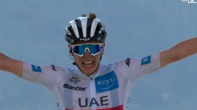 La vittoria di Tadej Pogačar nella tappa di Peyragudes.