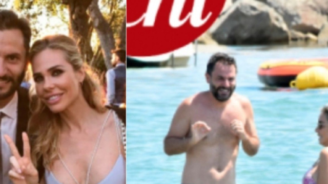 Da sinistra Emanuele con Ilary Blasi e con Noemi Bocchi.