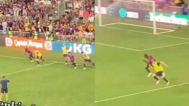 Dembele et De Jong lors d'une course &agrave; l'entra&icirc;nement du Bar&ccedil;a. (cr&eacute;dit Twitter)