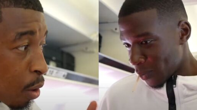 Kimpembe au coeur d'un &eacute;change insolite avec Mukiele. (cr&eacute;dit PSG TV)