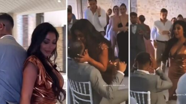 Maeva Ghennam et Greg Yega tr&egrave;s proches durant le mariage de Nikola et Laura
