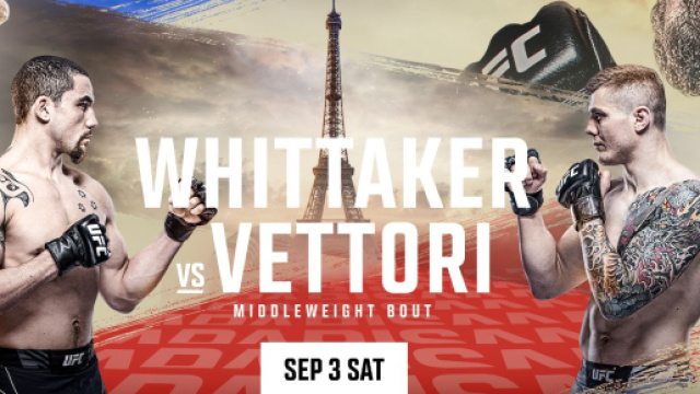 UFC Fight Night: Vettori vs Whittaker a Parigi, sabato 3 settembre in streaming su DAZN.