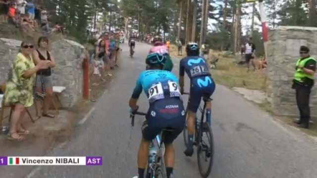 Vincenzo Nibali sulla salita di Lagunas de Neila.