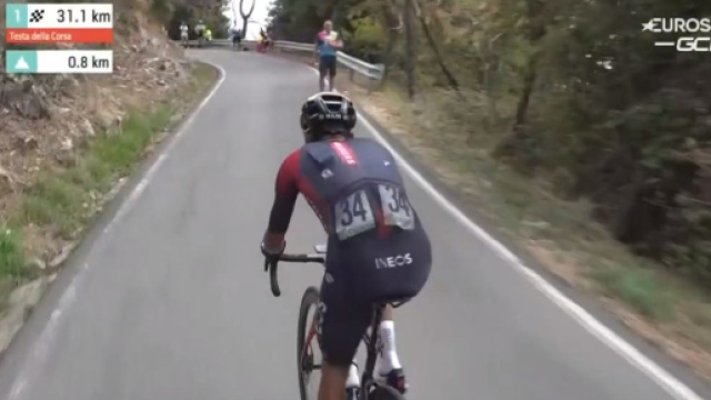 Giro di Toscana, l'attacco di Daniel Martinez sul Monte Serra.