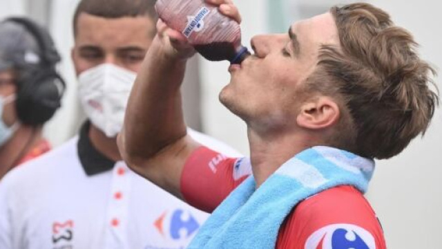 Ciclismo, Remco Evenepoel al termine di una tappa della Vuelta Espana.