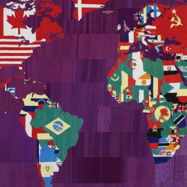 Una mappa del mondo di Alighiero Boetti.
