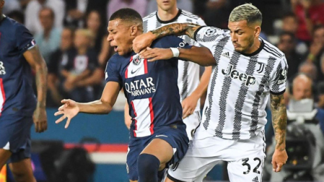 Mbapp&eacute; et Paredes lors de PSG-Juve en Ligue des champions. (cr&eacute;dit Eurosport)