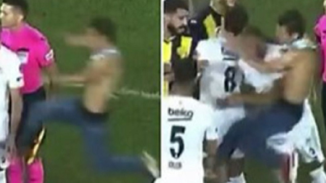 Un supporter frappe violemment un joueur de Besiktas, la vid&eacute;o buzze (capture YouTube)