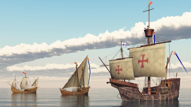 Le tre caravelle della flotta di Cristoforo Colombo: la Ni&ntilde;a, la Pinta e la Santamaria