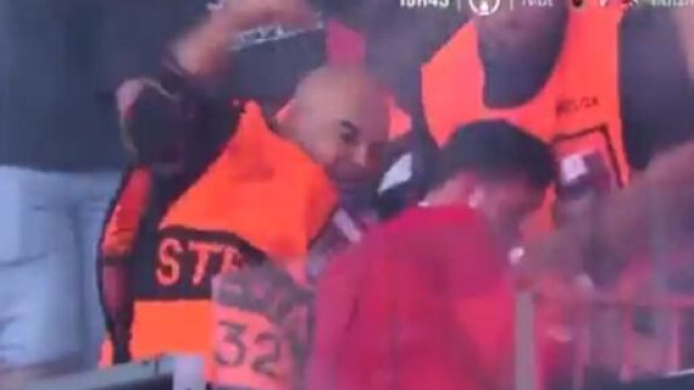 Nice-Cologne : les stadiers de l'OGCN frappent violemment des supporters allemands (capture YouTube)