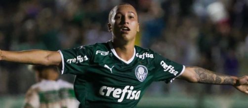 Thalys marcou o gol da vit&oacute;ria nos acr&eacute;scimos (Reprodu&ccedil;&atilde;o/Twitter/@Palmeiras).