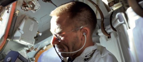 Walter Cunningham aboard Apollo 7 in 1968 (Image source: NASA)