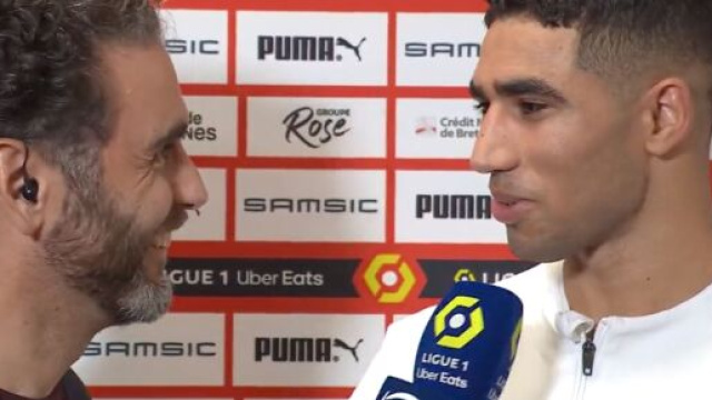Hakimi a marqu&eacute; ce dimanche soir lors du match du PSG &agrave; Rennes. (screenshot Twitter - @psgcommunity_)
