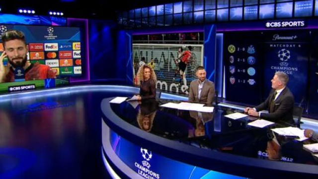 Giroud au coeur d'une s&eacute;quence insolite apr&egrave;s Milan-PSG. (screenshot Twitter - @ActuFoot_)