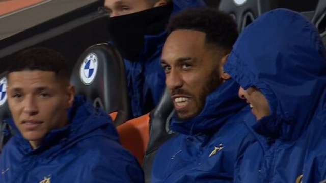 Aubameyang buteur face &agrave; Lorient ce dimanche soir avec l'OM. (screenshot Twitter - @prime video)