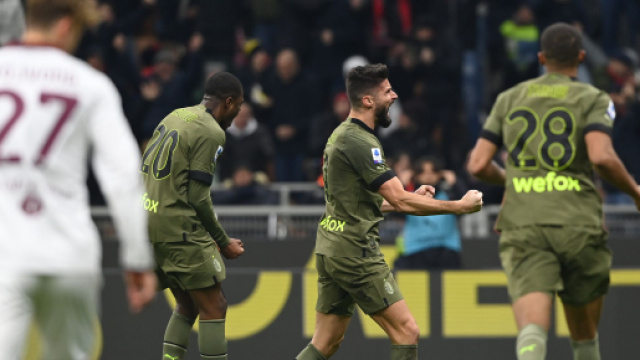 Giroud autore del gol che vale 3 punti per i rossoneri - foto di: acmilan.com