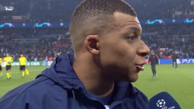 Mbapp&eacute; plus motiv&eacute; que jamais avant le match retour contre le Bayern. (screenshot Twitter - @CanalplusFoot)