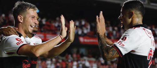 Ataque do S&atilde;o Paulo desencantou (Reprodu&ccedil;&atilde;o/Twitter/@SaoPauloFC)