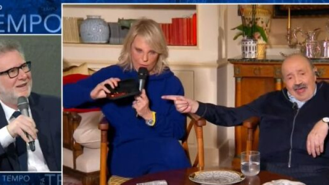 Maurizio Costanzo e Maria De Filippi in collegamento da Fazio