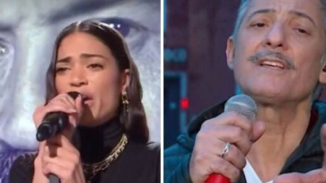 Elodie e Fiorello ricordano Maurizio Costanzo cantando 'Se telefonando'.