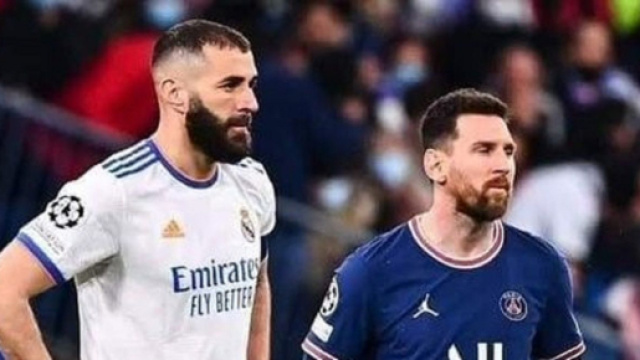 Karim Benzema et Lionel Messi en Ligue des champions (capture Twitter @FirstMagLeVrai)