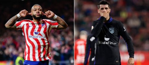 Depay y Morata se disputan la titularidad para el pr&oacute;ximo partido (Collage/Twitter/@Atleti)