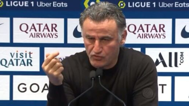 Galtier amer apr&egrave;s la d&eacute;faite du PSG contre Rennes en Ligue 1. (screenshot Twitter - @EspoirsduFoot)