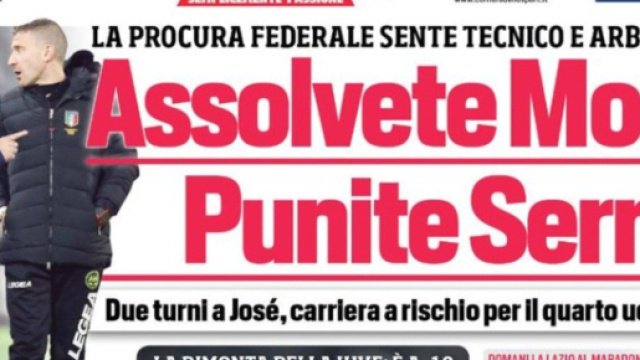 Mourinho et Serra font la Une des journaux italiens. (screenshot @CorSport)