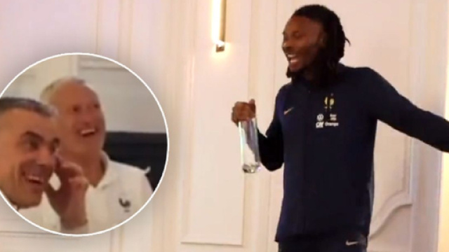 Kh&eacute;phren Thuram lors de son bizutage (capture Facebook @RMC Sport)