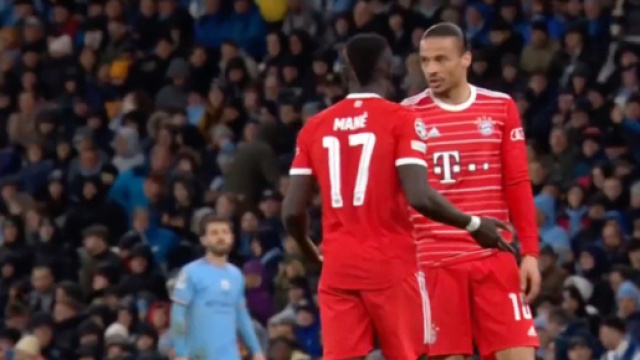 Sadio Man&eacute; et Leroy San&eacute; au coeur d'une altercation apr&egrave;s Manchester City-Bayern Munich (screenshot Twitter - @ActuFoot_)