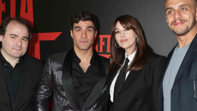 da sx a dx: Alfonso Perugini, Giulio Corso, Monica Bellucci, Francesco Mastroianni - foto &ldquo;Bleecker Street&rdquo;)