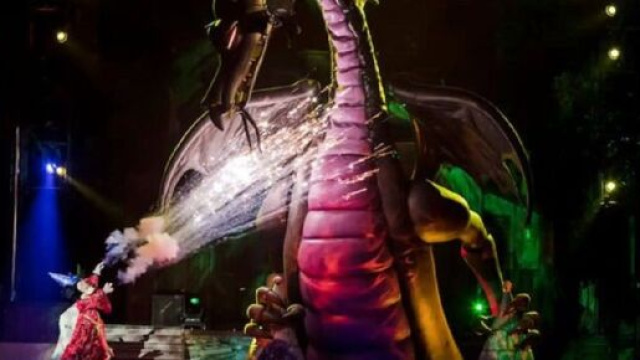 Le spectacle nocturne Fantasmic d&eacute;truit par l&rsquo;incendie (Screenshot twitter@Polygon))