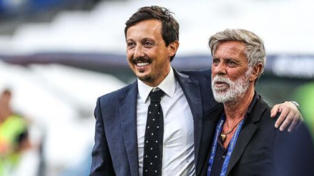 Laurent Paganelli et Pablo Longoria. (screenshot Twitter - @LaMinuteOM_)