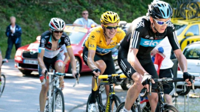 Ciclismo, Bradley Wiggins in maglia gialla al Tour de France 2012.