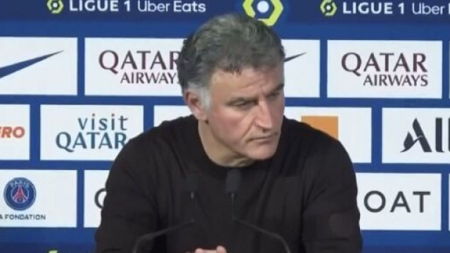 Christophe Galtier en conf&eacute;rence de presse (capture Twitter @Mega PSG)