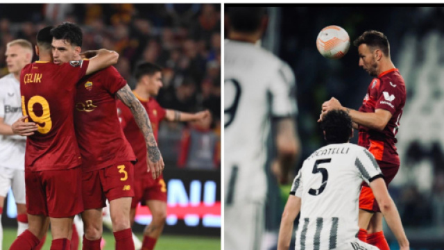 Roma vs Leverkusen, Juve vs S&eacute;ville (Screenshot de @OfficialASRoma et @SevillaFC au 12 mai 2023)