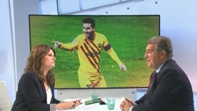 Le titre en poche, le FC Barcelone et Joan Laporta ont d&eacute;j&agrave; en t&ecirc;te un retour de Lionel Messi pour la saison prochaine. (screenshot @elsmatins)