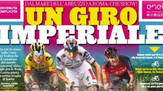 La copertina della Gazzetta dello Sport per la partenza del Giro d'Italia