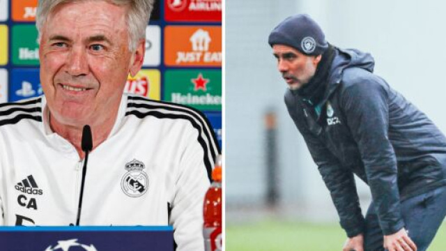 Ancelotti en entretien, Guardiola &agrave; l'entra&icirc;nement (Screenshot de @realmadridfra et @ManCity au 09 mai 2023)