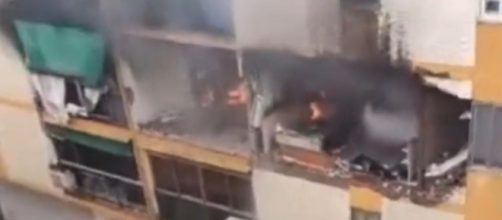 Un bombero result&oacute; herido tras sufrir un fuerte golpe en la cabeza (Twitter/BadajozCiudad)
