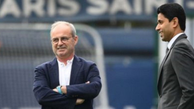 Luis Campos et le pr&eacute;sident Nasser (capture Twitter @Actu Foot)