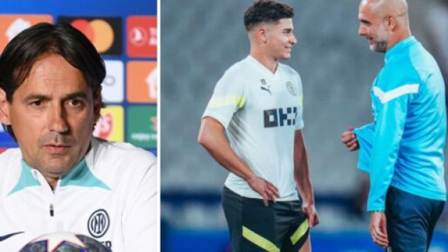 Simone Inzaghi et Guardiola en pleine pr&eacute;paration de la finale de Ligue des Champions (Screenshot @Inter @ManCity au 10 juin 2023)